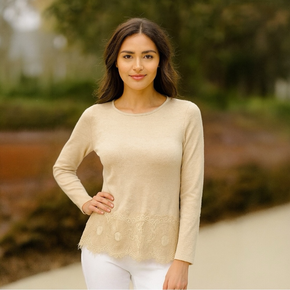 ALYA LIGHTWEIGHT KNITTED BLOUSE S LACEY HEATHERED